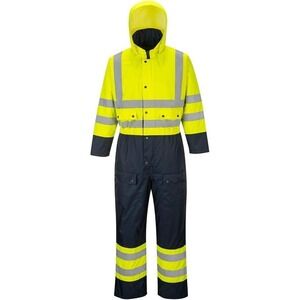 Portwest Men's 4XL Contrast Winter Coverall Yellow Navy Waterproof Insulated NWT